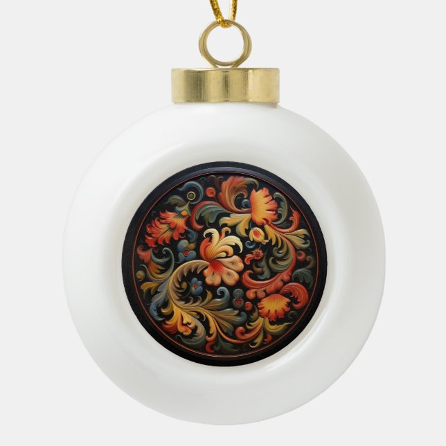 Rosepaint Modern 3 of 6 Ceramic Ball Christmas Ornament (Front)