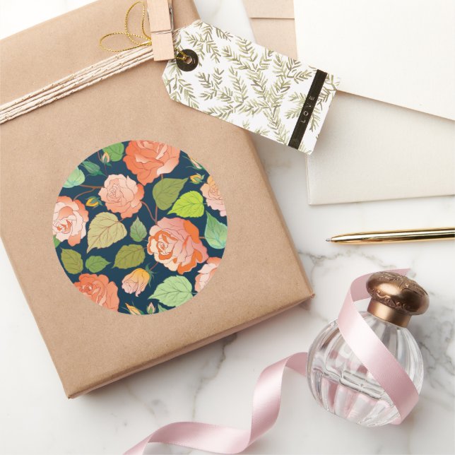 Roses 15 classic round sticker (Gifting)