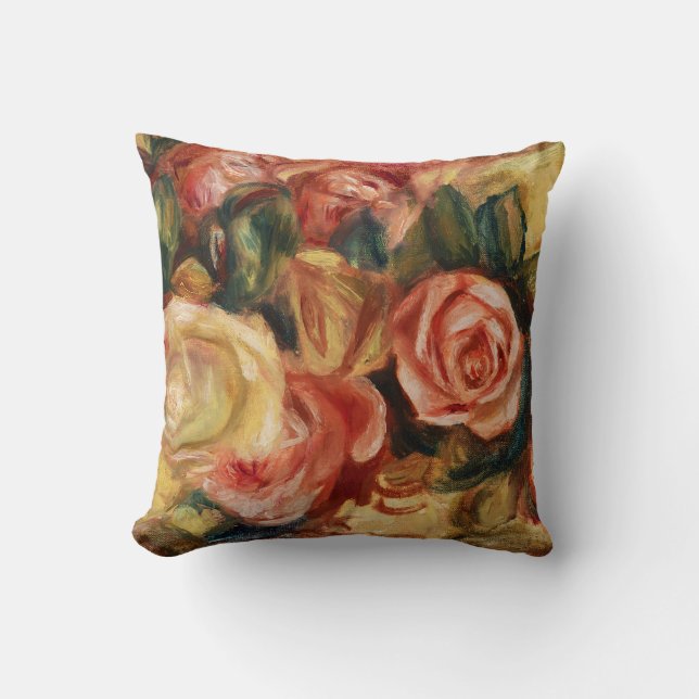 Roses (1912) by Pierre-Auguste Renoir Cushion (Front)