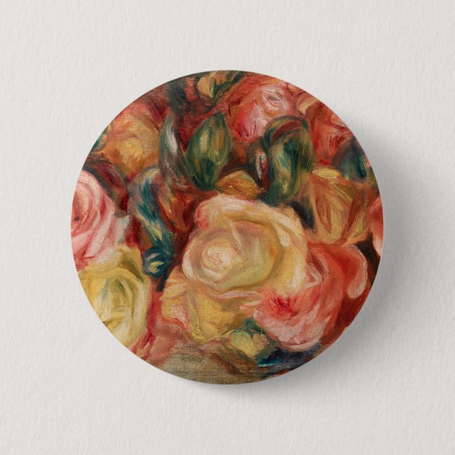 Roses (1912) by Pierre-Auguste Renoir Fine Art 6 Cm Round Badge (Front)