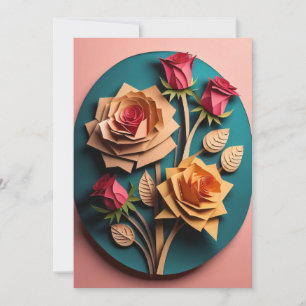 Roses 3D Paper Art Design T-shirt Invitation