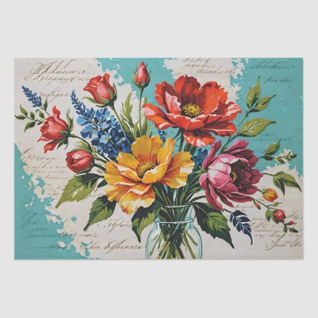 Roses acrylic painting Decoupage Tissue Paper (Front)