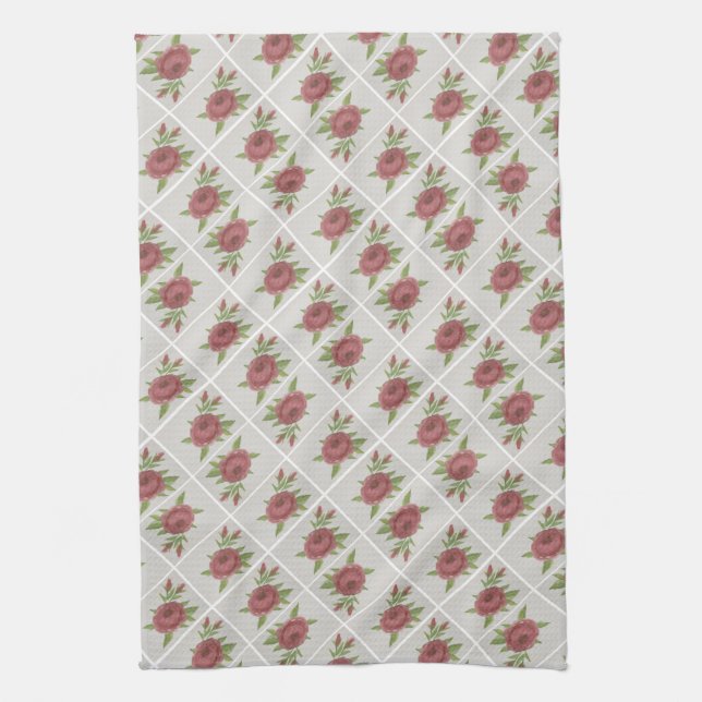 Roses All Over Tea Towel (Vertical)