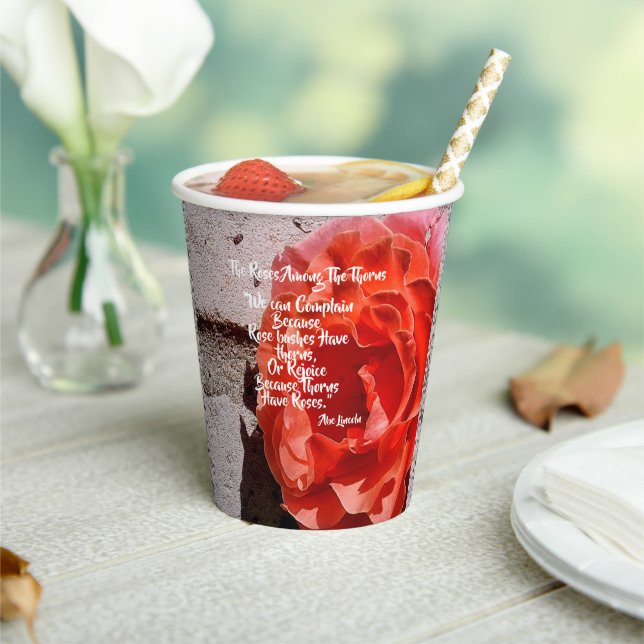 Roses Among the Thorns Paper cup (Insitu)
