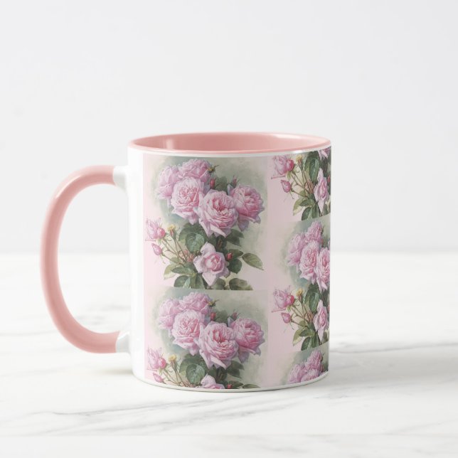 Roses and a Bumblebee by Paul de Longpre Mug (Left)