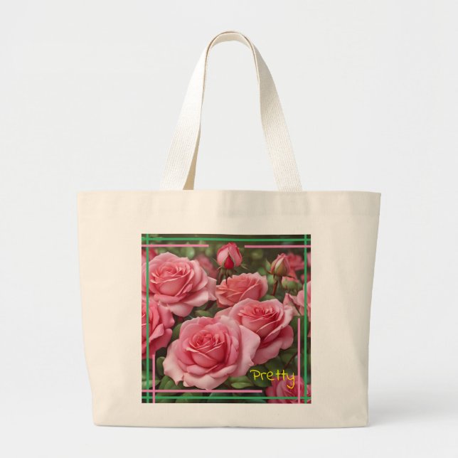 Roses and a Cool Jean Pocket Tote (Front)