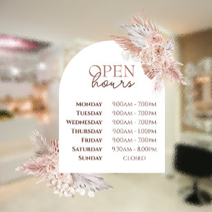 Roses and Arch Open Hours Window Cling