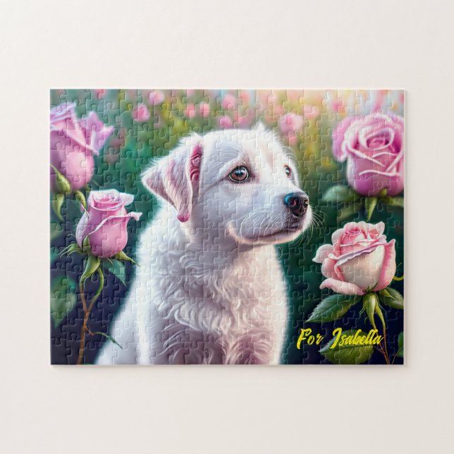 Roses And Beautiful Dog Collection Jigsaw Puzzle (Horizontal)