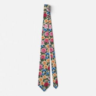 Roses and Blue Butterflies Tie