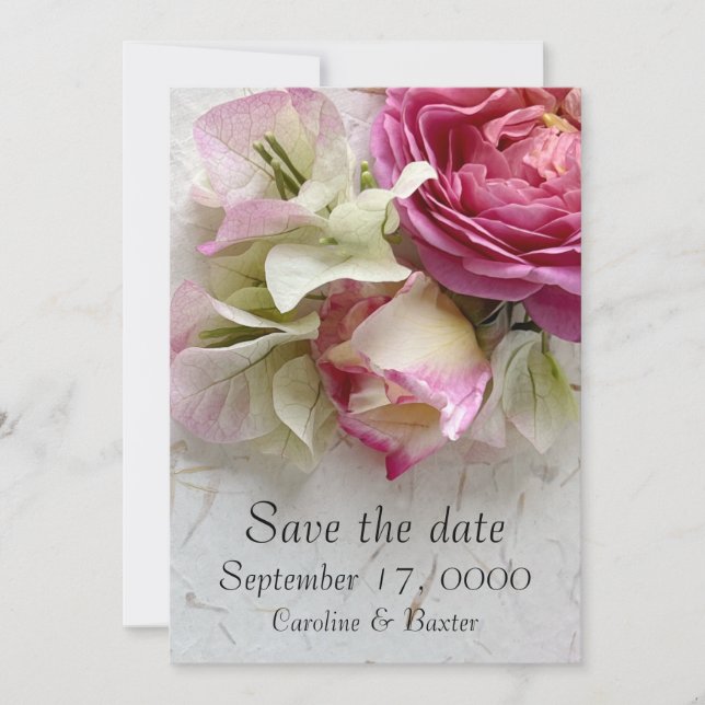 Roses and bougainvillea save the date (Front)
