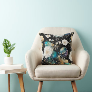 Roses And Bubbles Abstract Cushion