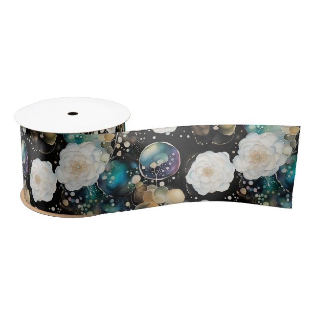 Roses And Bubbles Abstract Satin Ribbon (Spool)