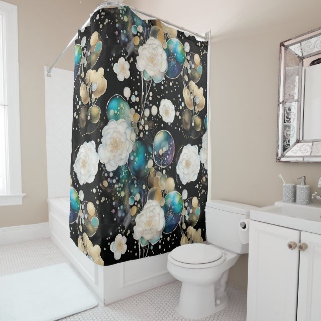 Roses And Bubbles Abstract Shower Curtain (In Situ)