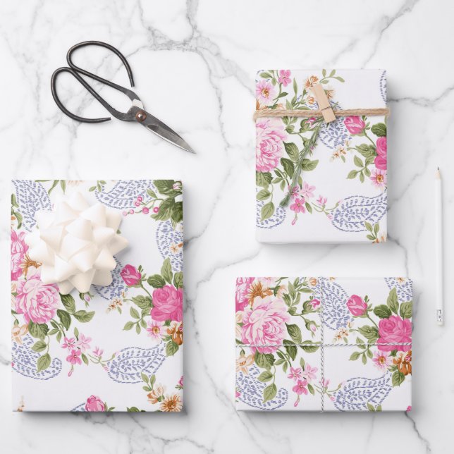 Roses and Buds Wrapping Paper Sheet (Front)