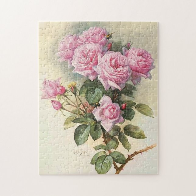 Roses and Bumblebees Paul de Longpre Fine Art Jigsaw Puzzle (Vertical)