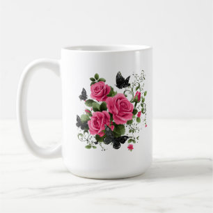 Roses and Butterflies, Colorful Design, Coffee Mug