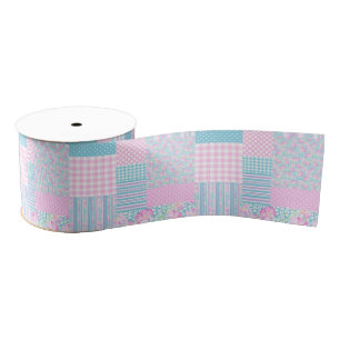 Roses and Butterflies Faux Patchwork Ribbon Grosgrain Ribbon