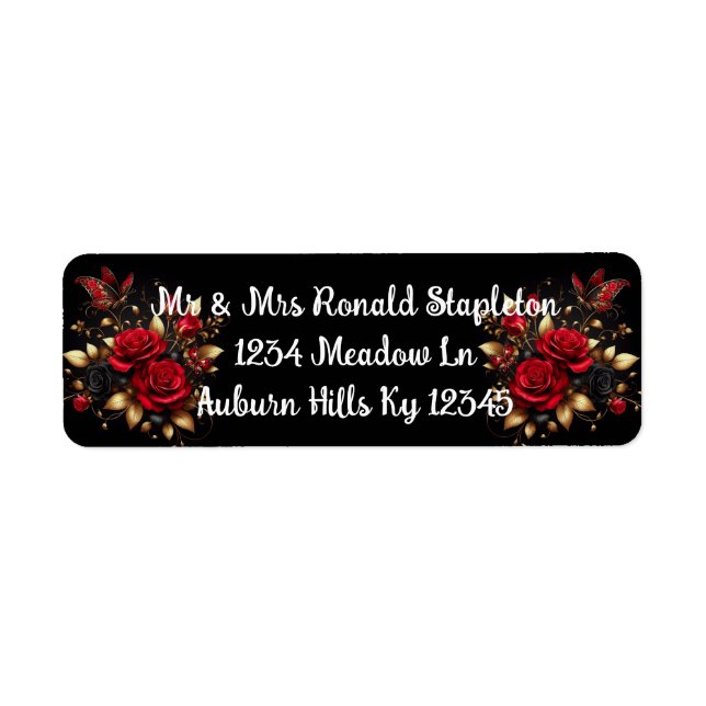 Roses and Butterflies Return Address Label (Front)