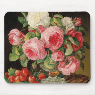 Roses and cherries oil painting mouse pad