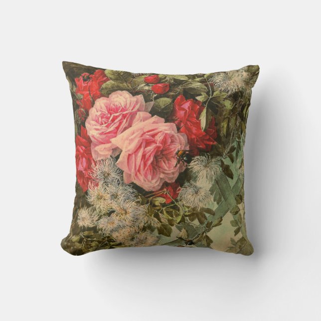 Roses and Clematis on a Trellis American MoJo Pill Cushion (Front)