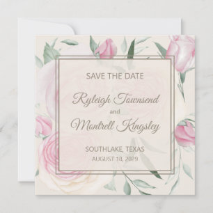 Roses and Cream Save The Date Card