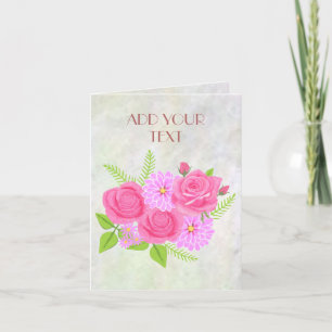 Roses and Dahlias Flowers Folded Greeting Card