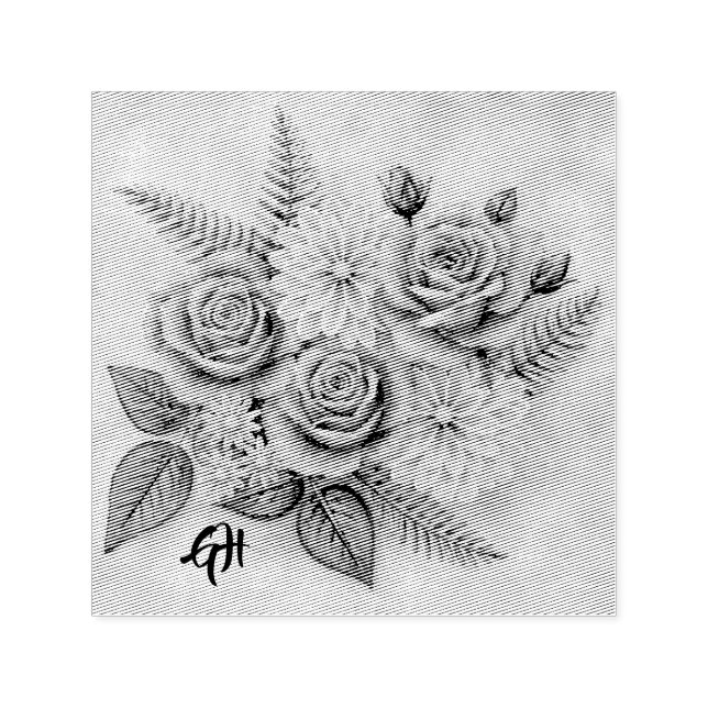 Roses and Dahlias Self Inking Stamp (Design)