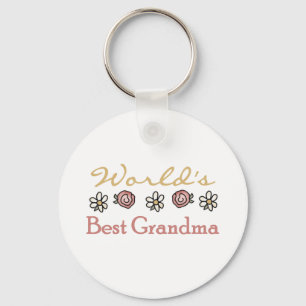 Roses and Daisies World's Best Grandma Key Ring