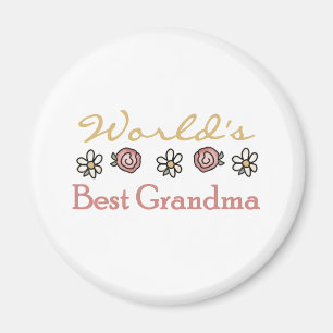 Roses and Daisies World's Best Grandma  Magnet