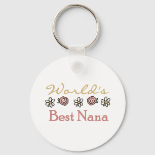 Roses and Daisies World's Best Nana Key Ring