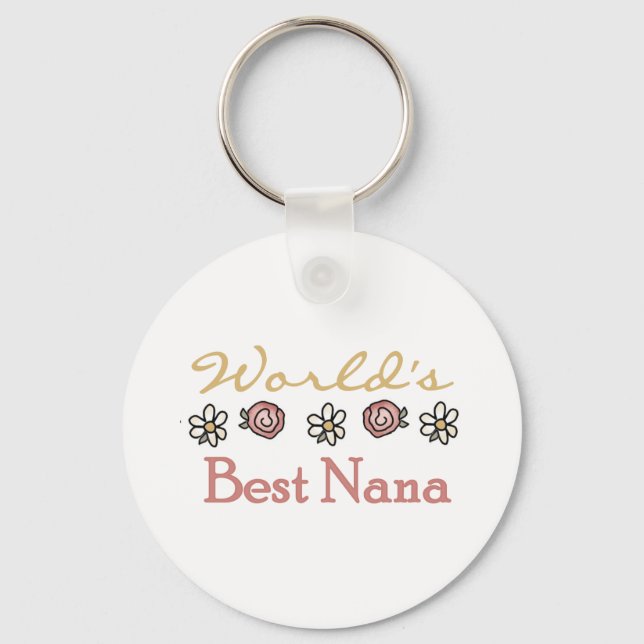 Roses and Daisies World's Best Nana Key Ring (Front)
