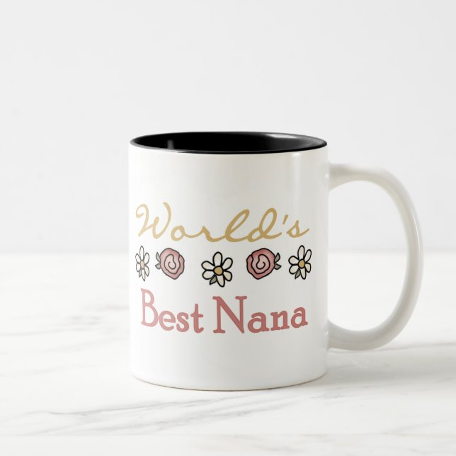 Roses and Daisies World's Best Nana Two-Tone Coffee Mug (Right)