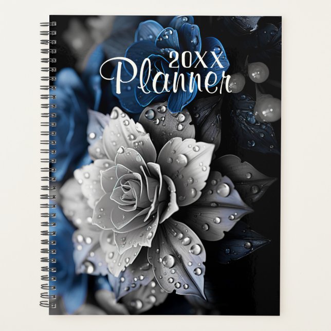 Roses and Dew Drops Floral  Planner (Front)