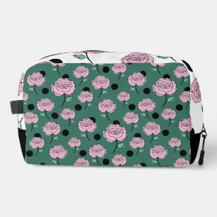 Roses and dots on dark green. dopp kit