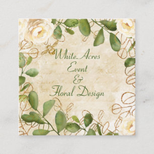 Roses and Foliage Framed Square Business Card