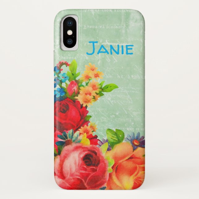 Roses and Forget Me Not Bouquet iPhone / iPad case (Back)