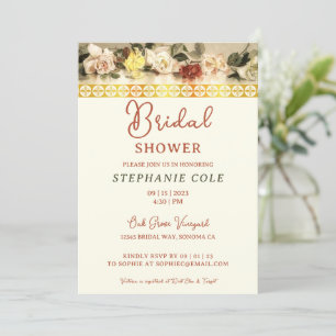 Rose's and Gold Border Bridal Shower Invitation
