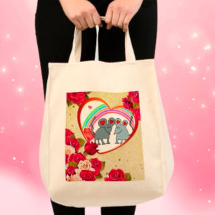 Roses and Heart Frame Add Your Photo Tote Bag
