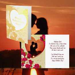 Roses and Heart Frame Valentine's Day Quote Inside Foil Card