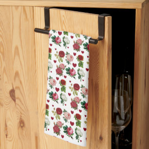 Roses and Hearts Valentine's Day Kitchen Towel