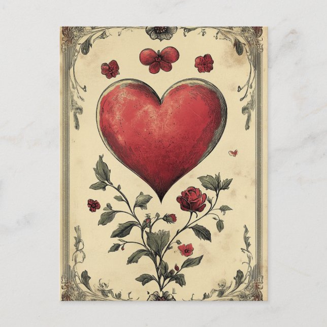 Roses and hearts vintage Valentine's Day  Postcard (Front)