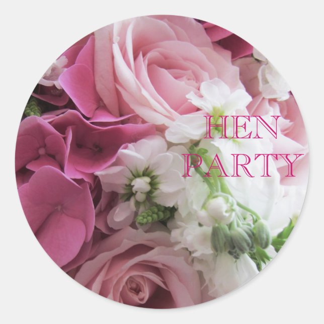 Roses and Hydrangeas Hen Party Do Stickers (Front)
