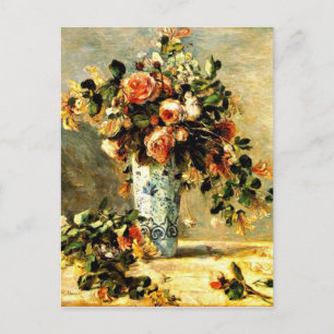 Roses and Jasmine in a Delft Vase, Renoir painting Postcard