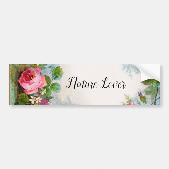 ROSES AND JASMINES, FLORAL BEAUTY NATURE LOVER BUMPER STICKER (Front)