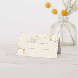 Roses and Lace Floral Wedding Place Card