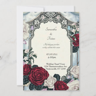 Roses and Lace Framed Gothic Wedding Invitation