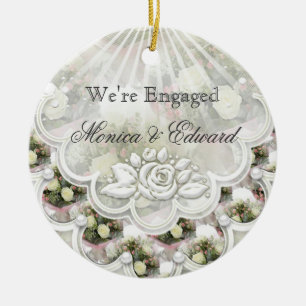 Roses and laces Engagement Announcement ornament