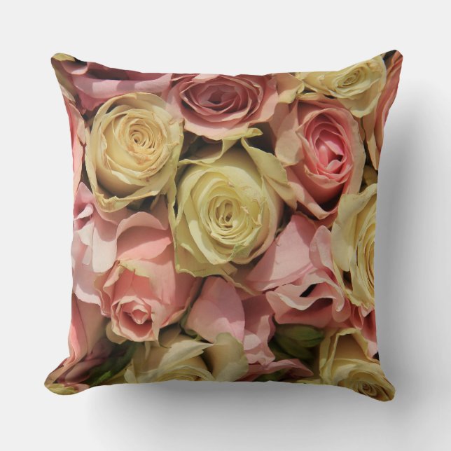 Roses and lathyrus by The Rose Garden Cushion (Front)