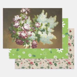 Roses and Lilacs, Gift Wrapping Paper Sheet