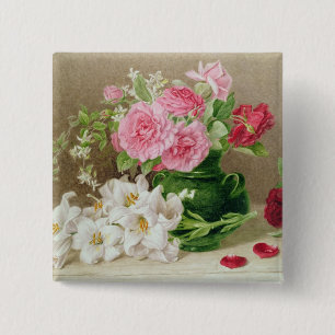 Roses and Lilies 15 Cm Square Badge